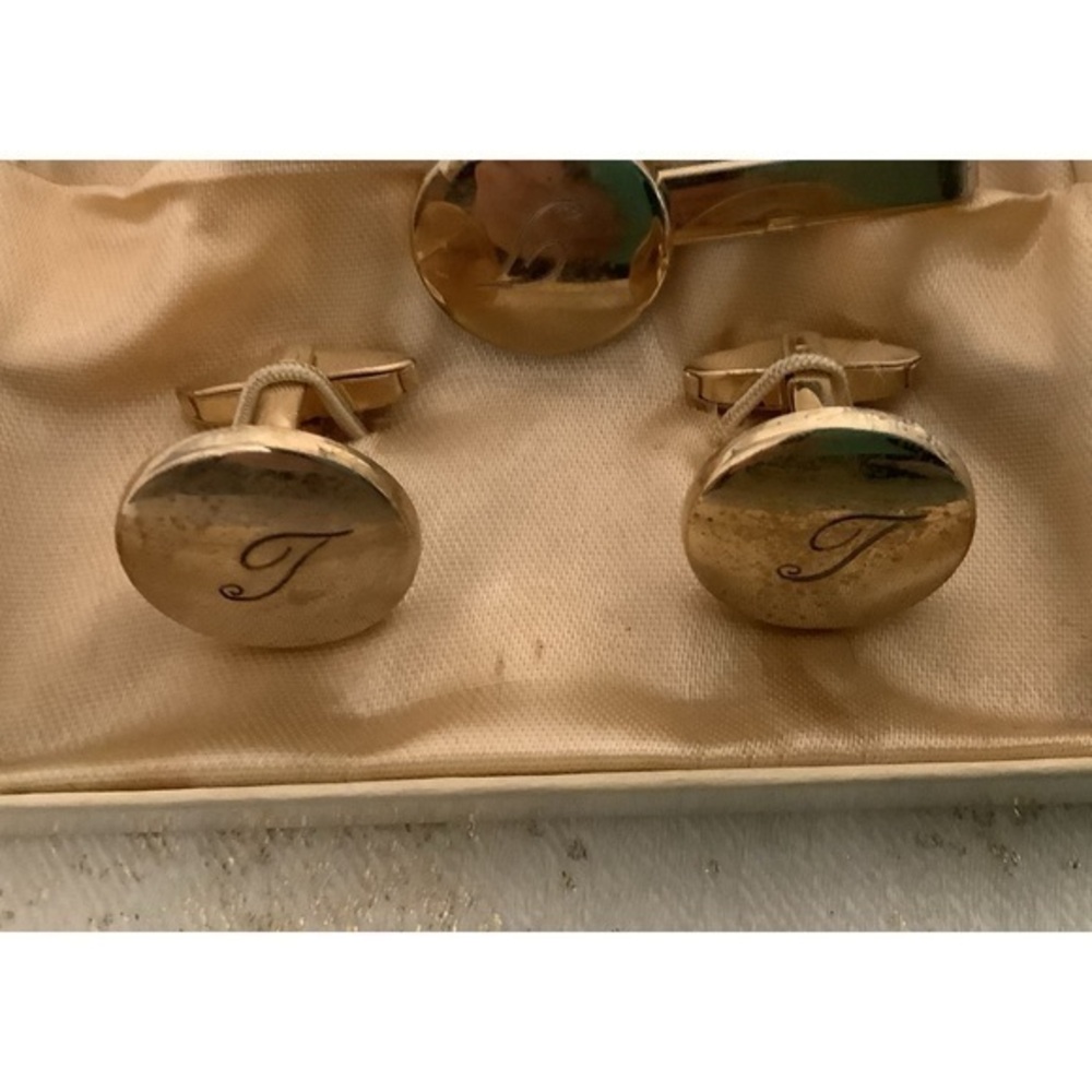 Vintage Gold Cuff Lonks & Tie Clip